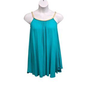 Turquoise Swim Coverup with Gold Accents